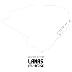 LANAS Val-d'Oise. Minimalistic street map with black and white lines.