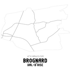 BROGNARD Val-d'Oise. Minimalistic street map with black and white lines.