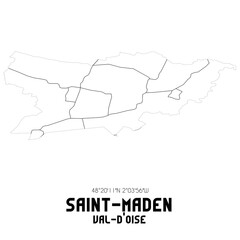 SAINT-MADEN Val-d'Oise. Minimalistic street map with black and white lines.
