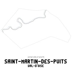 SAINT-MARTIN-DES-PUITS Val-d'Oise. Minimalistic street map with black and white lines.