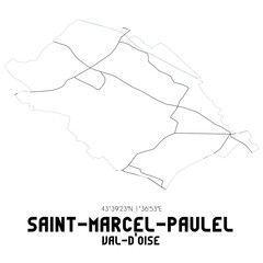 SAINT-MARCEL-PAULEL Val-d'Oise. Minimalistic street map with black and white lines.