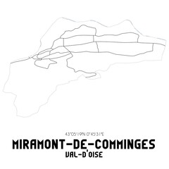 MIRAMONT-DE-COMMINGES Val-d'Oise. Minimalistic street map with black and white lines.