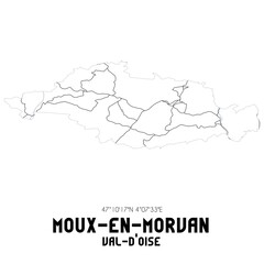 MOUX-EN-MORVAN Val-d'Oise. Minimalistic street map with black and white lines.