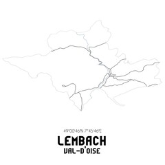 LEMBACH Val-d'Oise. Minimalistic street map with black and white lines.