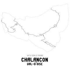 CHALANCON Val-d'Oise. Minimalistic street map with black and white lines.