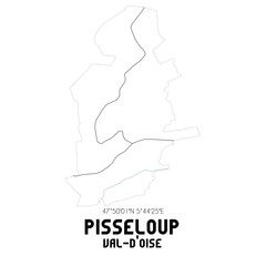 PISSELOUP Val-d'Oise. Minimalistic street map with black and white lines.