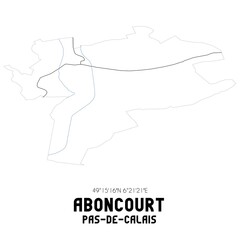ABONCOURT Pas-de-Calais. Minimalistic street map with black and white lines.