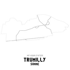 TRUMILLY Somme. Minimalistic street map with black and white lines.