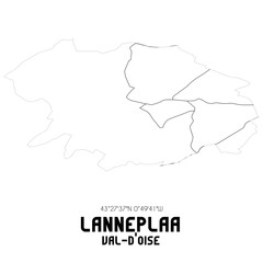 LANNEPLAA Val-d'Oise. Minimalistic street map with black and white lines.