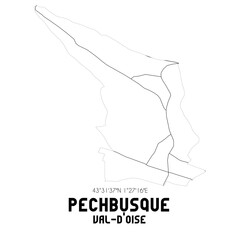 PECHBUSQUE Val-d'Oise. Minimalistic street map with black and white lines.