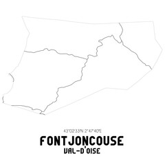 FONTJONCOUSE Val-d'Oise. Minimalistic street map with black and white lines.