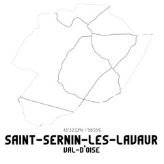 SAINT-SERNIN-LES-LAVAUR Val-d'Oise. Minimalistic street map with black and white lines.