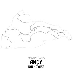 ANCY Val-d'Oise. Minimalistic street map with black and white lines.