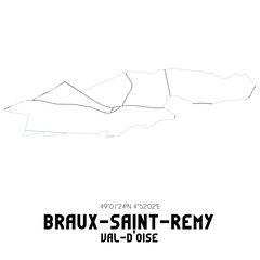 BRAUX-SAINT-REMY Val-d'Oise. Minimalistic street map with black and white lines.