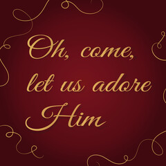 Christmas card with merry christmas on red background