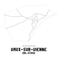 VAUX-SUR-VIENNE Val-d'Oise. Minimalistic street map with black and white lines.