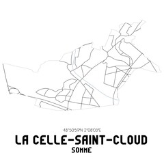 LA CELLE-SAINT-CLOUD Somme. Minimalistic street map with black and white lines.