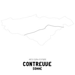 CONTREUVE Somme. Minimalistic street map with black and white lines.