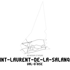 SAINT-LAURENT-DE-LA-SALANQUE Val-d'Oise. Minimalistic street map with black and white lines.