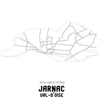 JARNAC Val-d'Oise. Minimalistic street map with black and white lines.