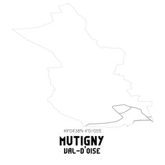 MUTIGNY Val-d'Oise. Minimalistic street map with black and white lines.