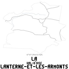LA LANTERNE-ET-LES-ARMONTS Val-d'Oise. Minimalistic street map with black and white lines.