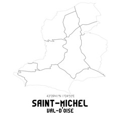 SAINT-MICHEL Val-d'Oise. Minimalistic street map with black and white lines.