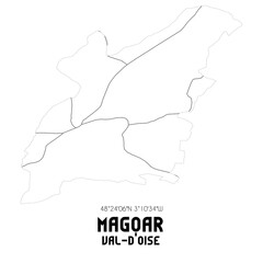 MAGOAR Val-d'Oise. Minimalistic street map with black and white lines.