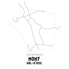 MOMY Val-d'Oise. Minimalistic street map with black and white lines.