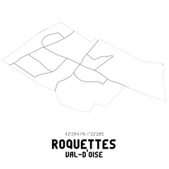 ROQUETTES Val-d'Oise. Minimalistic street map with black and white lines.
