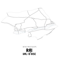 RAI Val-d'Oise. Minimalistic street map with black and white lines.