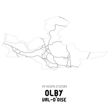 OLBY Val-d'Oise. Minimalistic street map with black and white lines.