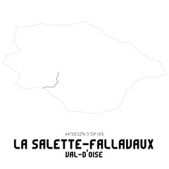 LA SALETTE-FALLAVAUX Val-d'Oise. Minimalistic street map with black and white lines.