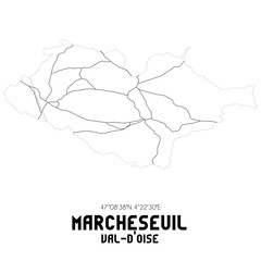 MARCHESEUIL Val-d'Oise. Minimalistic street map with black and white lines.