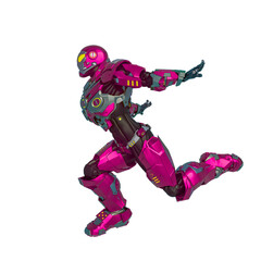 knight vision in a sci fi outfit in a white background