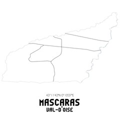 MASCARAS Val-d'Oise. Minimalistic street map with black and white lines.