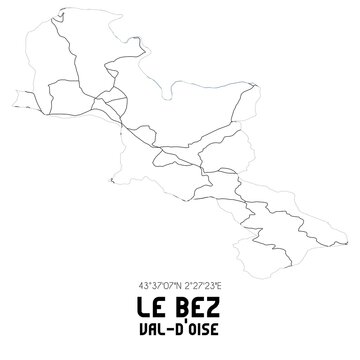 LE BEZ Val-d'Oise. Minimalistic street map with black and white lines.