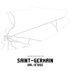 SAINT-GERMAIN Val-d'Oise. Minimalistic street map with black and white lines.