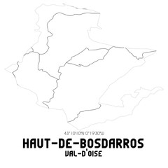 HAUT-DE-BOSDARROS Val-d'Oise. Minimalistic street map with black and white lines.