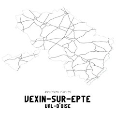 VEXIN-SUR-EPTE Val-d'Oise. Minimalistic street map with black and white lines.