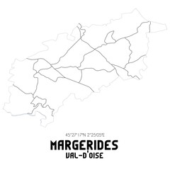 MARGERIDES Val-d'Oise. Minimalistic street map with black and white lines.