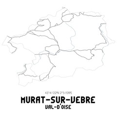 MURAT-SUR-VEBRE Val-d'Oise. Minimalistic street map with black and white lines.