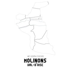 MOLINONS Val-d'Oise. Minimalistic street map with black and white lines.