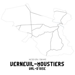 VERNEUIL-MOUSTIERS Val-d'Oise. Minimalistic street map with black and white lines.