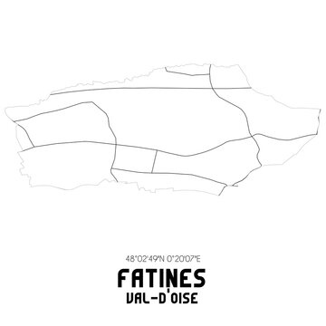 FATINES Val-d'Oise. Minimalistic street map with black and white lines.
