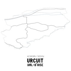 URCUIT Val-d'Oise. Minimalistic street map with black and white lines.