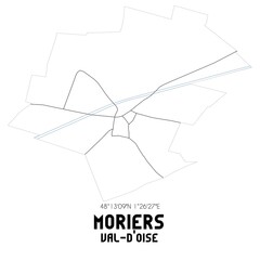 MORIERS Val-d'Oise. Minimalistic street map with black and white lines.