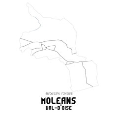 MOLEANS Val-d'Oise. Minimalistic street map with black and white lines.