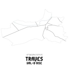 TRAVES Val-d'Oise. Minimalistic street map with black and white lines.