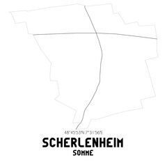 SCHERLENHEIM Somme. Minimalistic street map with black and white lines.